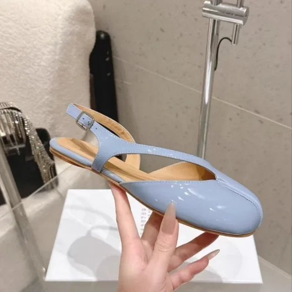 MM6 Maison Martin Margiela Light Blue Split-Toe Slingback Mules - Picture 8 of 9